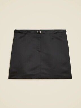 J. Crew Black Satin Mini Skirt with Slim Belt